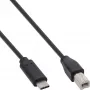 InLine USB 2.0 kábel, USB-C konektor samec / USB-B konektor samec, čierny, 3m