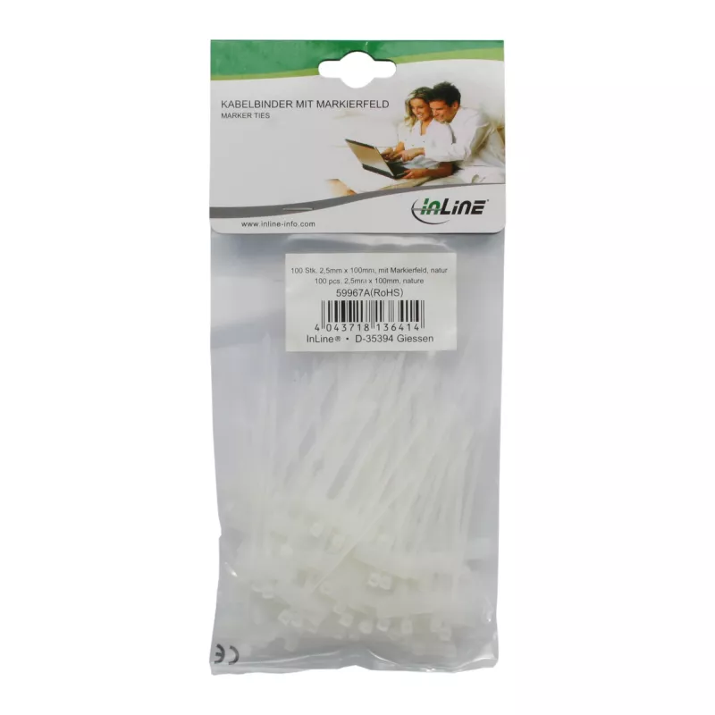 InLine viazacie pásky 100x2,5mm s popisovým poľom 8x24mm 100 ks