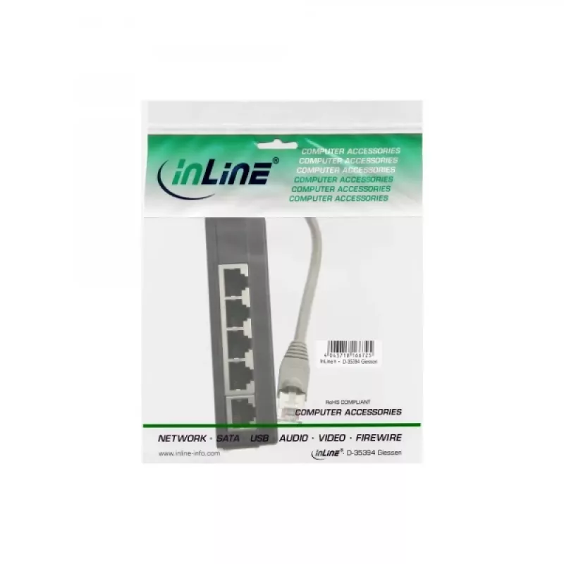 InLine ISDN splitter 5x RJ45 samica kábel 15cm s ukončovacími odpormi
