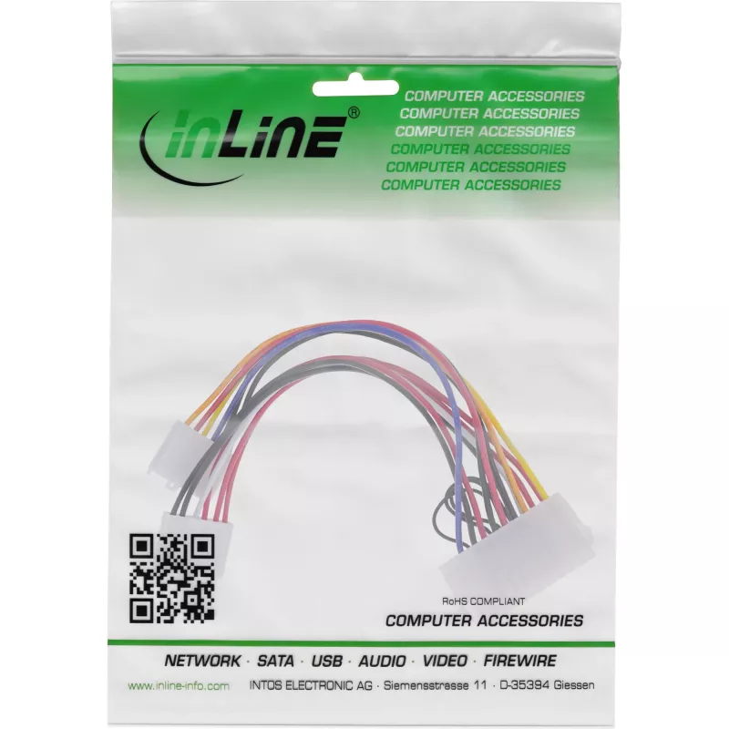 InLine ATX napájací adaptérový kábel / klasický P8/P9-A konektor pre AT základnú dosku 0,20 m