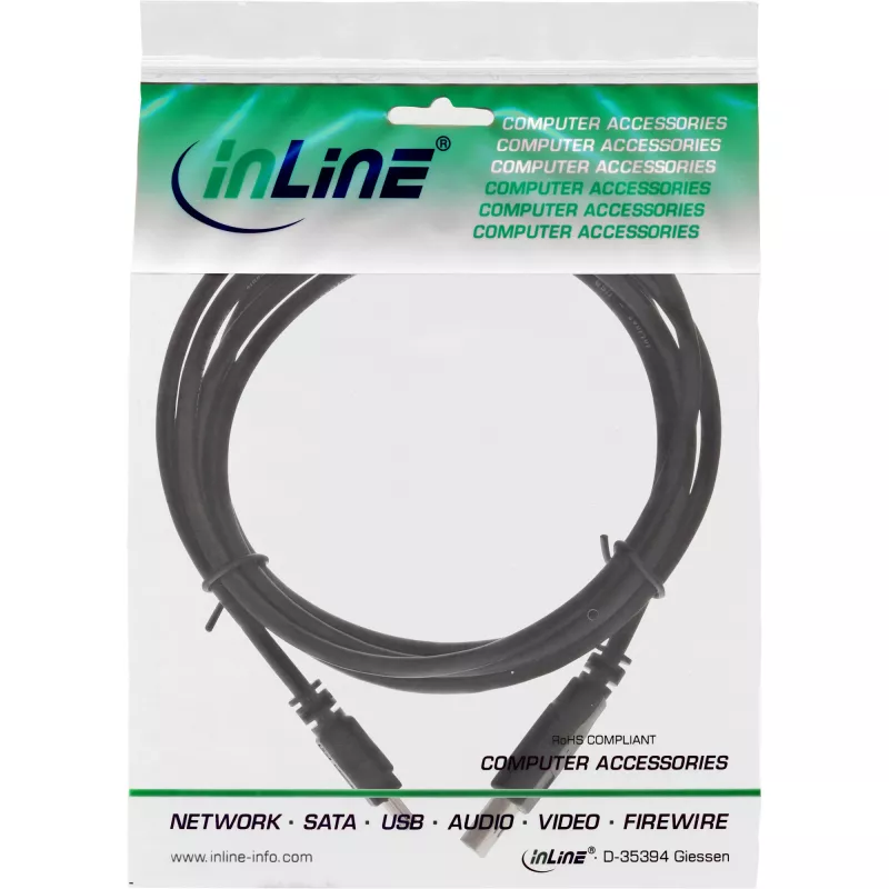 InLine USB 2.0 Mini kábel USB Type-A konektor samec / Mini B konektor samec, 5-pol, čierny, 1 m
