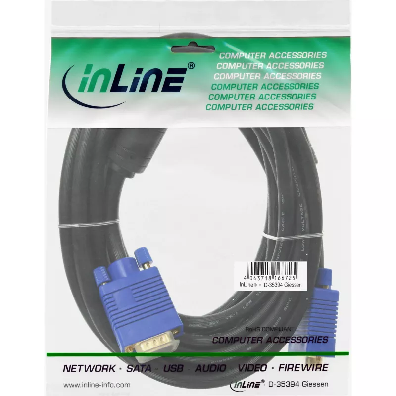 InLine S-VGA kábel Premium 15HD konektor samec/konektor samec čierny 0,5 m