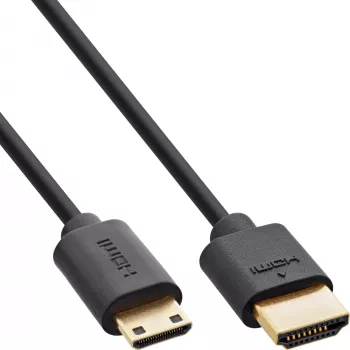 InLine slim Ultra High Speed HDMI kábel AM/CM 8K4K pozlátený čierna 1m