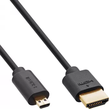 InLine tenký Ultra High Speed HDMI kábel AM/DM 8K4K pozlátený čierny 1,5m