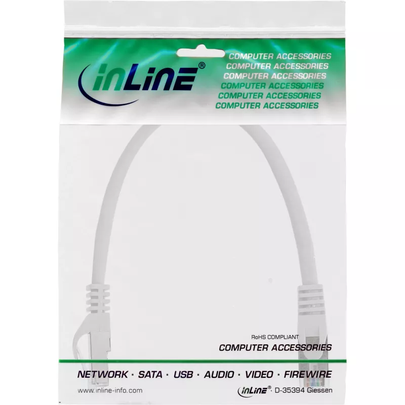 InLine patch kábel SF/UTP Cat.5e biely 0,25m