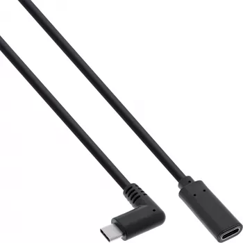USB 3.2 Gen.1x2 kábel InLine 35782 USB-C konektor samec zahnutý / konektor samica čierny 2m