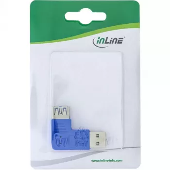 USB 3.0 adaptér Type-A samec / A samica doľava zahnutý 90° InLine 35300M
