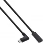 InLine USB 3.2 Gen.1x2 kábel, USB-C konektor samec zahnutý / konektor samica, čierny, 1m