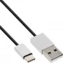 InLine USB 2.0 kábel, USB-C konektor samec / USB-A konektor samec, čierny/alu, flexibilný, 1,5m