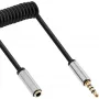 InLine tenký audio špirálový kábel 3,5 mm konektor samec / konektor samica, 4-polový, stereo, 2 m