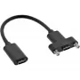 InLine USB 3.2 C konektor samica / samica s prírubovým káblom, čierny, 0,20 m