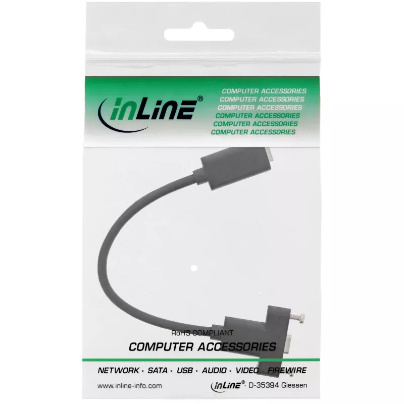 InLine USB 3.2 C konektor samica / samica s prírubovým káblom, čierny, 0,20 m