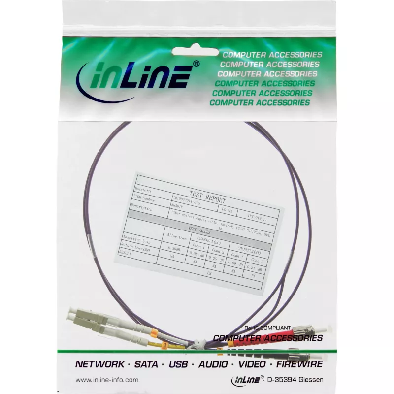 InLine optický duplexný kábel LC/ST 50/125 µm OM4 15 m