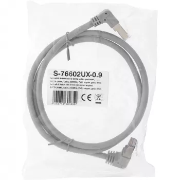 Sieťový kábel InLine® S-76602U-0.9 zahnutý konektor Cat.6 0,9 m sivý