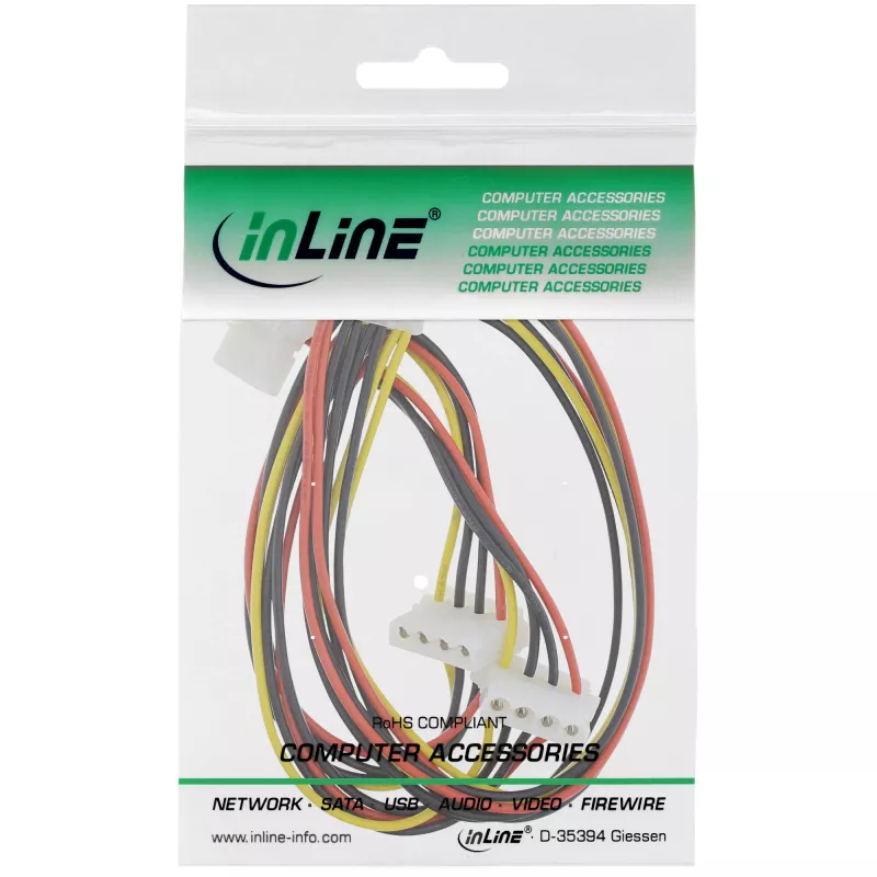 Interný napájací kábel InLine 29654A 1x 4-pinový Molex / 4x 4-pinový Molex 1 m