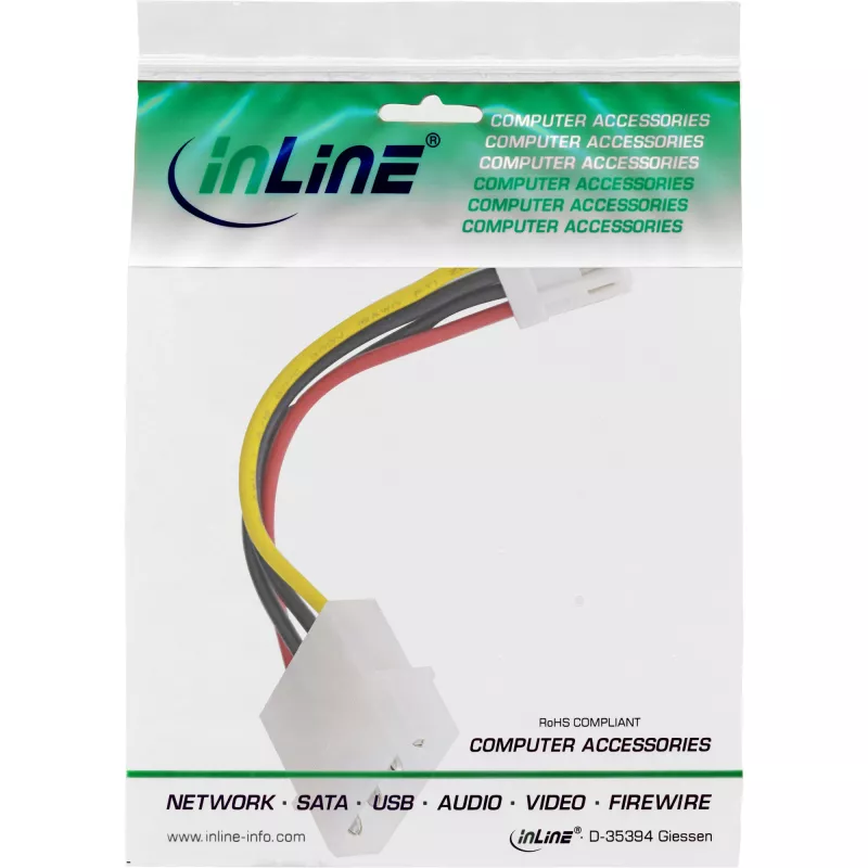InLine napájací adaptér interný 5,25 palca 4-pinový Molex konektor samica / 3,5 palca Floppy konektor samec 0,06 m