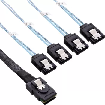 InLine SAS konektorový kábel Mini SAS SFF8087 na 4x SATA Crossover OCF 1 m
