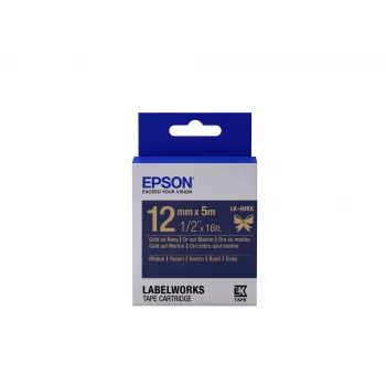Epson etiketová kazeta saténová páska LK-4HKK zlatá/námornícka modrá 12mm (5m)
