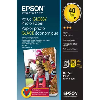 Epson Value Glossy fotopapier - 10x15cm - 2x 20 listov (BOGOF)