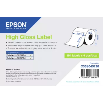 Epson C33S045728 etiketa pre tlačiareň etikiet biela samolepiaca etiketa pre tlačiareň etikiet