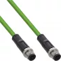InLine priemyselný sieťový kábel, M12 4-pin D-kódovaný konektor samec/samec, PUR 7,5 m