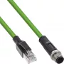 InLine priemyselný sieťový kábel, M12 4-pin D-kódovaný konektor samec na RJ45, PUR 7,5m
