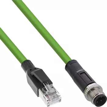 InLine priemyselný sieťový kábel, M12 4-pin D-kódovaný konektor samec na RJ45, PUR 5 m
