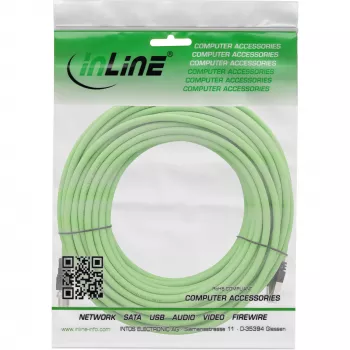 InLine priemyselný sieťový kábel, M12 8-pólový X-kódovaný na RJ45 konektor samec, Cat.6A PUR 15m
