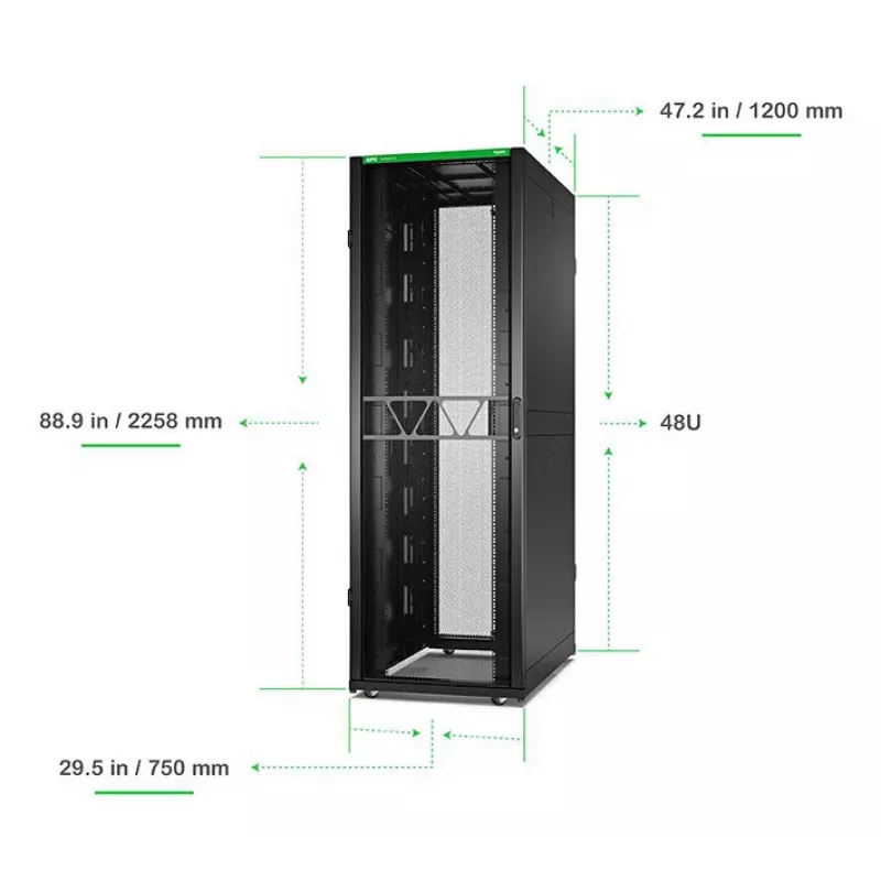 APC NetShelter SX Server Rack Gen 2, 48U, 2258H x 750B x 1200T mm, s bočnými stenami, čierna