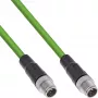 InLine priemyselný sieťový kábel, M12 8-pólový X-kódovaný konektor samec/samec, Cat.6A PUR 15m