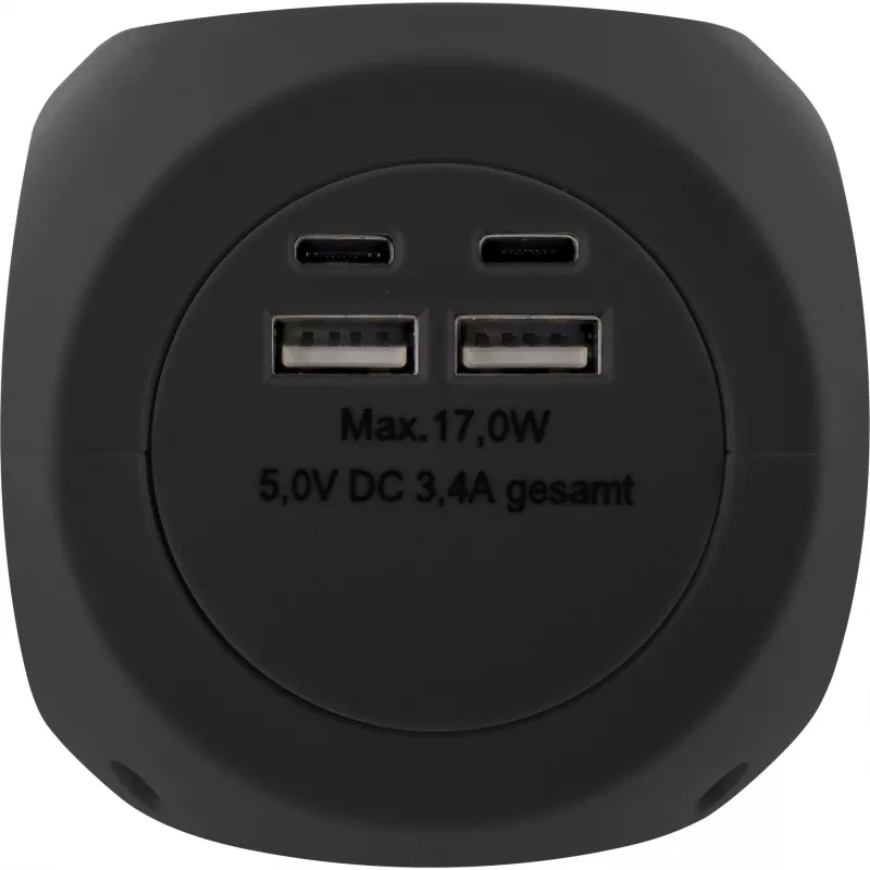 InLine Charging Cube InLine 16499B 3x ochranný kontakt 2x USB-C 2x USB-A čierna 2 m