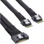 InLine tenký SAS kábel, SFF-8654 8i na 2x SFF-8654 4i, 1 m