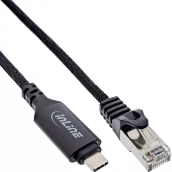 Sieťový kábel InLine 33381A USB-C na RJ45 Cat6 2 m čierny