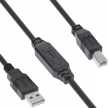 InLine USB 2.0 aktívny kábel, USB-A konektor samec na USB-B konektor samec, 12,5 m