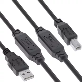 Aktívny kábel InLine USB 2.0, zástrčka USB-A – zástrčka USB-B, 20 m, USB A, USB B, USB 2.0, 0,48 Gbit/s