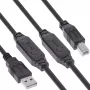 InLine 34513A aktívny kábel USB 2.0, zástrčka USB-A na zástrčku USB-B, 20 m, 480 Mbit/s