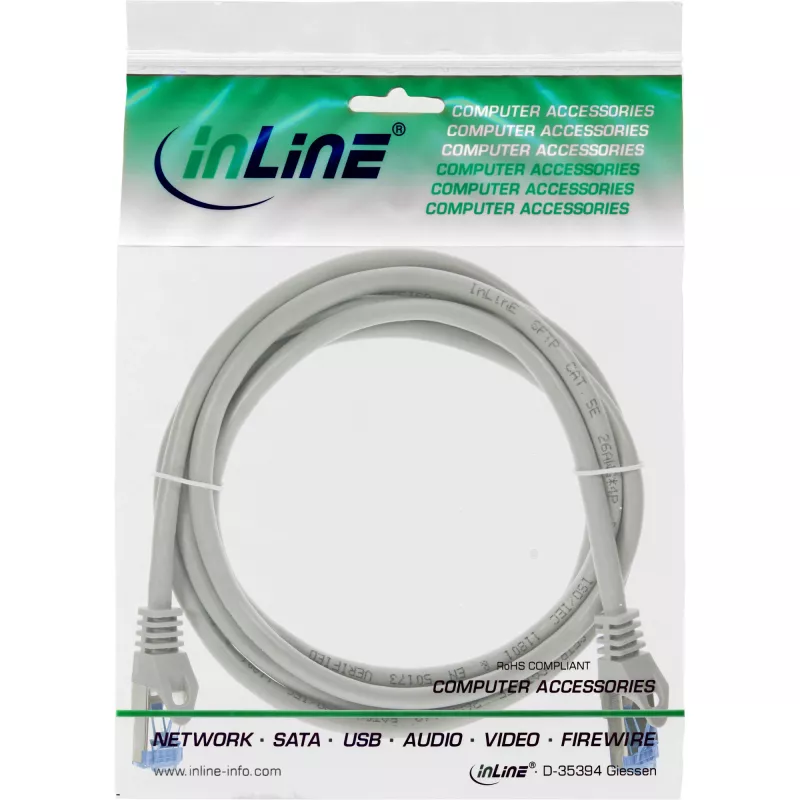 InLine patch kábel, Cat.6A, S/FTP, TPE flexibilný, sivý, 0,3 m