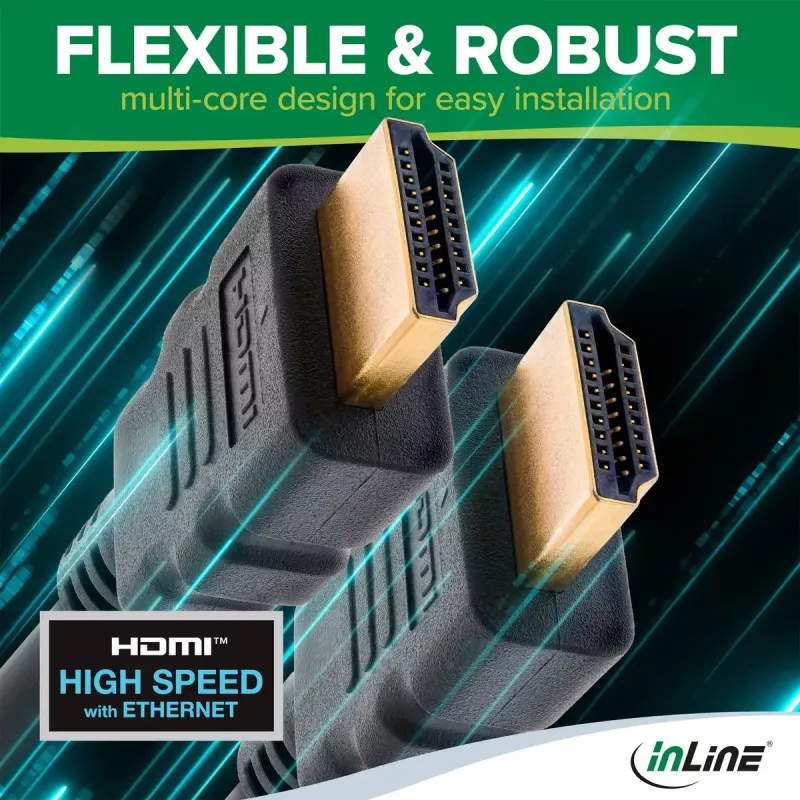 InLine HDMI kábel, HDMI High Speed s Ethernetom, konektor samec/konektor samec, čierny, 3 m