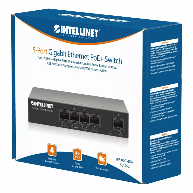 Intellinet 561792 sieťový switch Gigabit Ethernet (10/100/1000) Power over Ethernet (PoE) čierna
