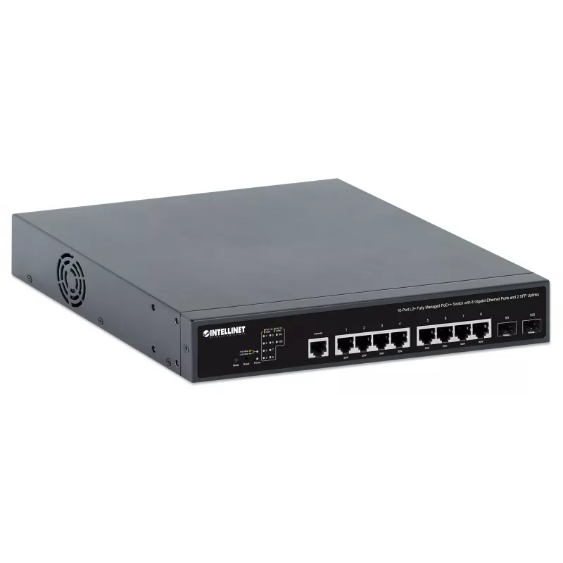 Intellinet 10-portový L2+ Fully Managed PoE++ switch s 8 Gigabit Ethernet portmi a 2 SFP uplinkmi