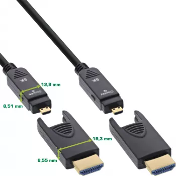 InLine HDMI AOC kábel, Ultra High Speed HDMI, 8K4K, odnímateľný konektor, 15m