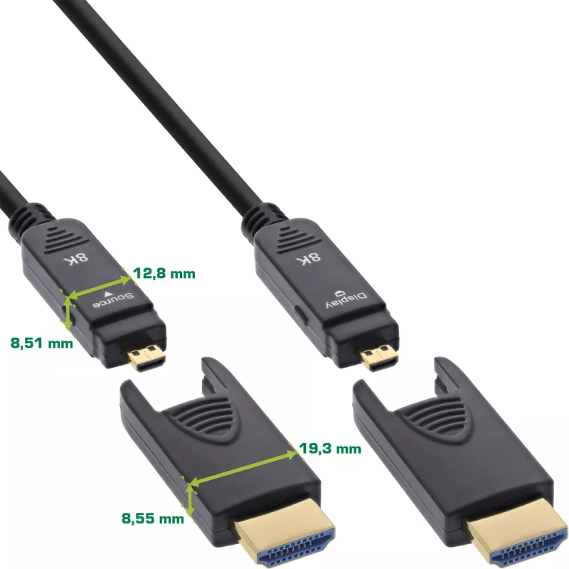 InLine HDMI AOC kábel, Ultra High Speed HDMI, 8K4K, odnímateľný konektor, 80m