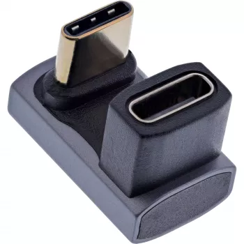 InLine USB4 adaptér, USB-C konektor samec/samica 180°, hliník, sivý