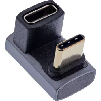 InLine USB4 adaptér, USB-C konektor samec/samica 180°, hliník, sivý