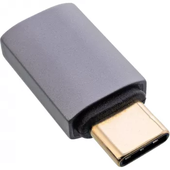 InLine USB4 adaptér, USB-C konektor samec/samica, hliník, sivý