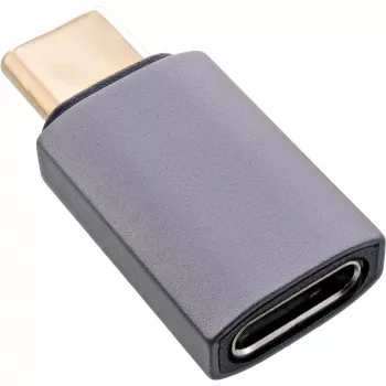 InLine USB4 adaptér, USB-C konektor samec/samica, hliník, sivý