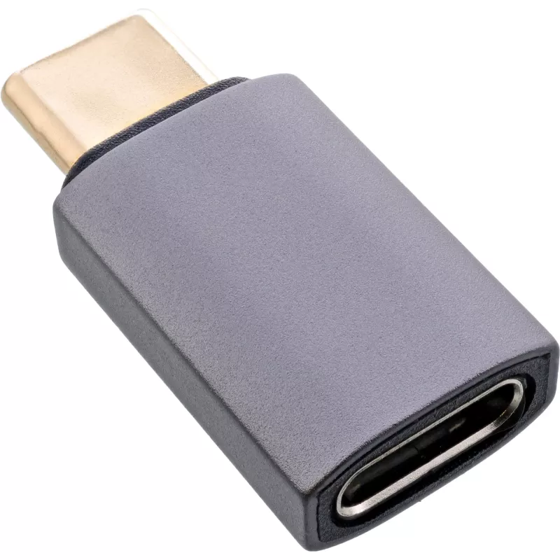 InLine USB4 adaptér, USB-C konektor samec/samica, hliník, sivý