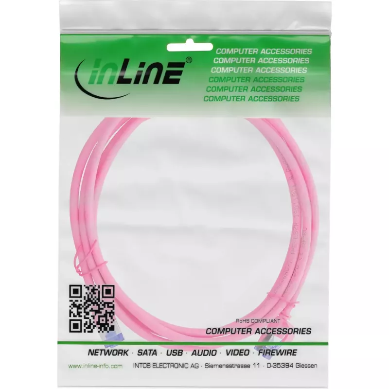 InLine 74901M Slim patch kábel, Cat.6A, S/FTP, TPE (LSZH), flexibilný, PoE, purpurový, 1 m