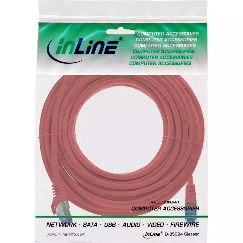 InLine 72605R sieťový kábel červený 5 m Cat6a S/FTP (S-STP)