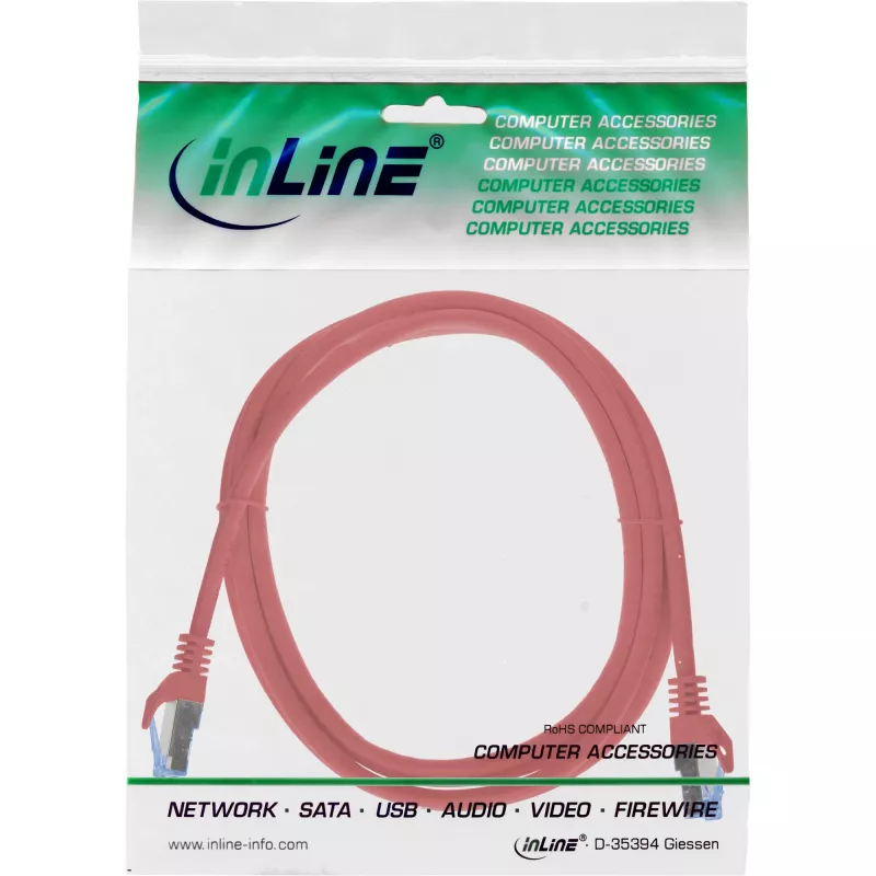 InLine 72602R sieťový kábel červený 2 m Cat6a S/FTP (S-STP)